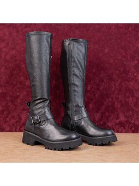 Blondo Women Festival Party Waterproof Black Leather Moto Biker Boots sz 7.5